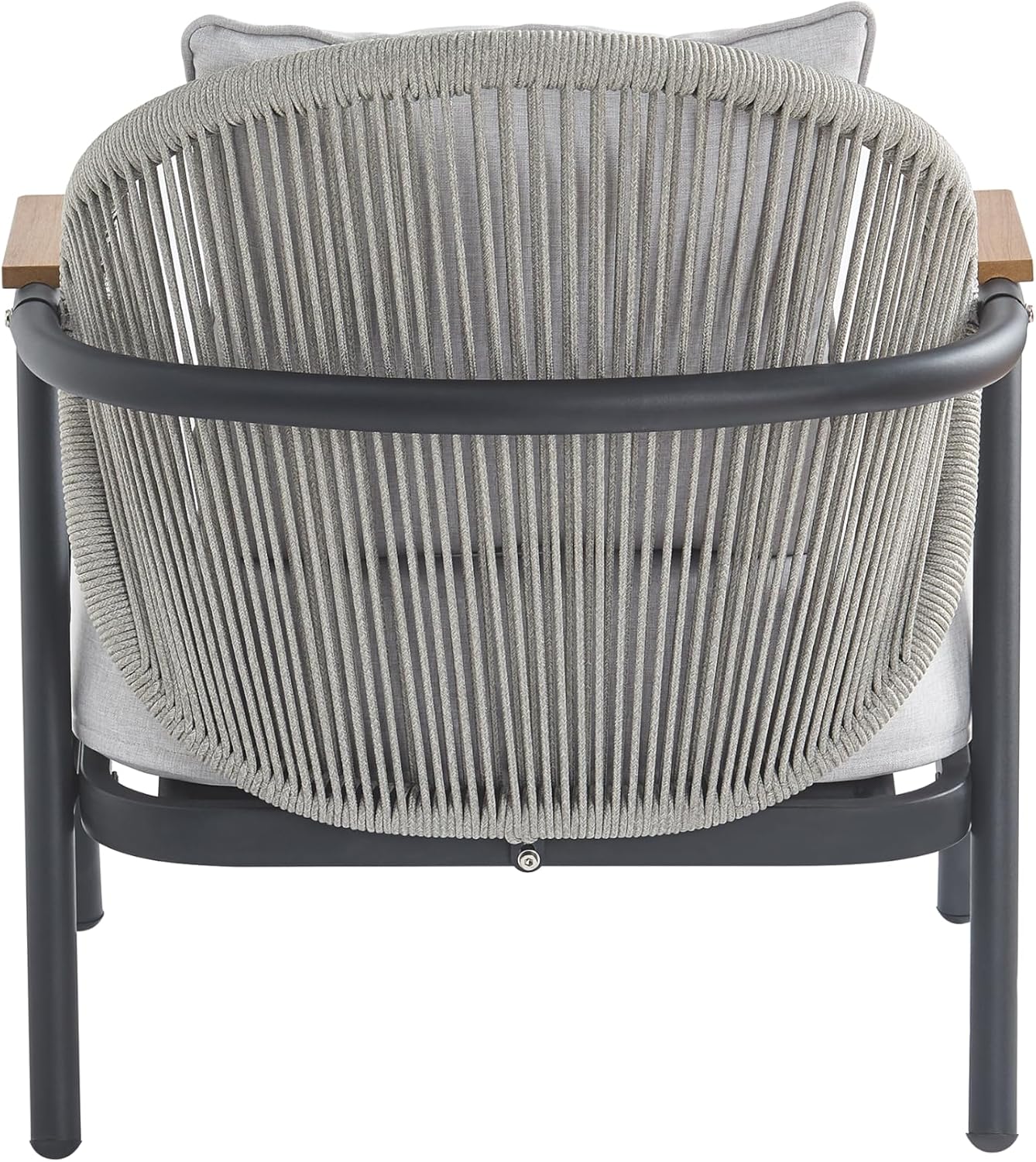 Christopher Knight Home Vine Iron Patio Club Chair Set of 2, Outdoor Accent Chair with Cushions, Wooden Patio Armchair, Ergonomic Comfy Reading Chair for Balcony, Backyard, Garden, Dark Grey+Grey