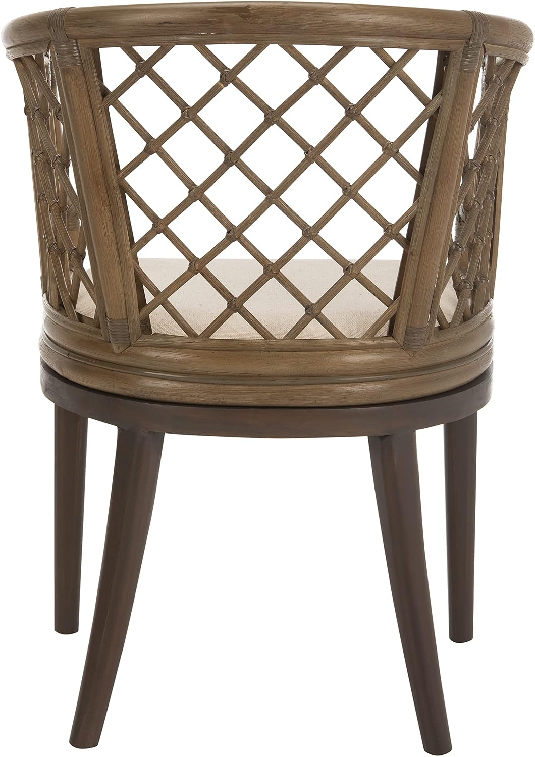SAFAVIEH Furniture - Carlotta Rattan Arm Chair - Greige & White - Solid Wood - Coastal Open-Arm Design - Ideal for Living Room, Sunroom, Bedroom (SEA4013A)