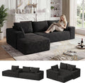 104' Cloud Sectional Couch with L-Shaped Chaise,Modern Modular Sectional Sofa,Corduroy Boneless Couches for Living Room Bedroom,No Assembly Required, 3-Seater (Left Facing Chaise) Black