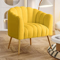 Dewhut Oversized Pumpkin Couch Accent Chair, Modern Comfy Velvet Upholstered Barrel Chairs, Luxury Single Sofa Armchair for Living Room, Waiting Room, Office and Vanity, (Yellow)
