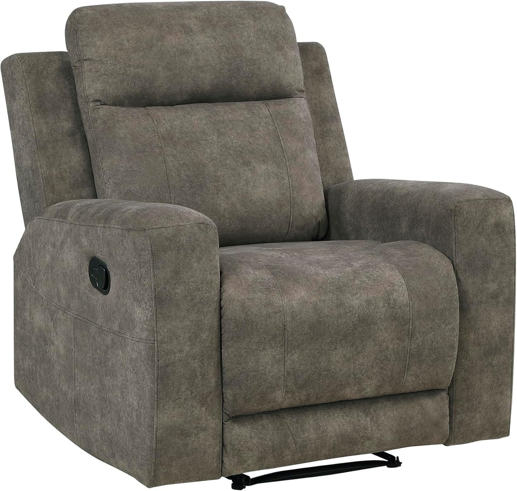 Lexicon Manual Recliner Chair, Textured Microfiber Reclining Sofa Chair, Home Theater Seating, Wall Hugger, Track Arms, Manual Recliner for Living Room/Office/Apartment, Easy Assembly, Brown