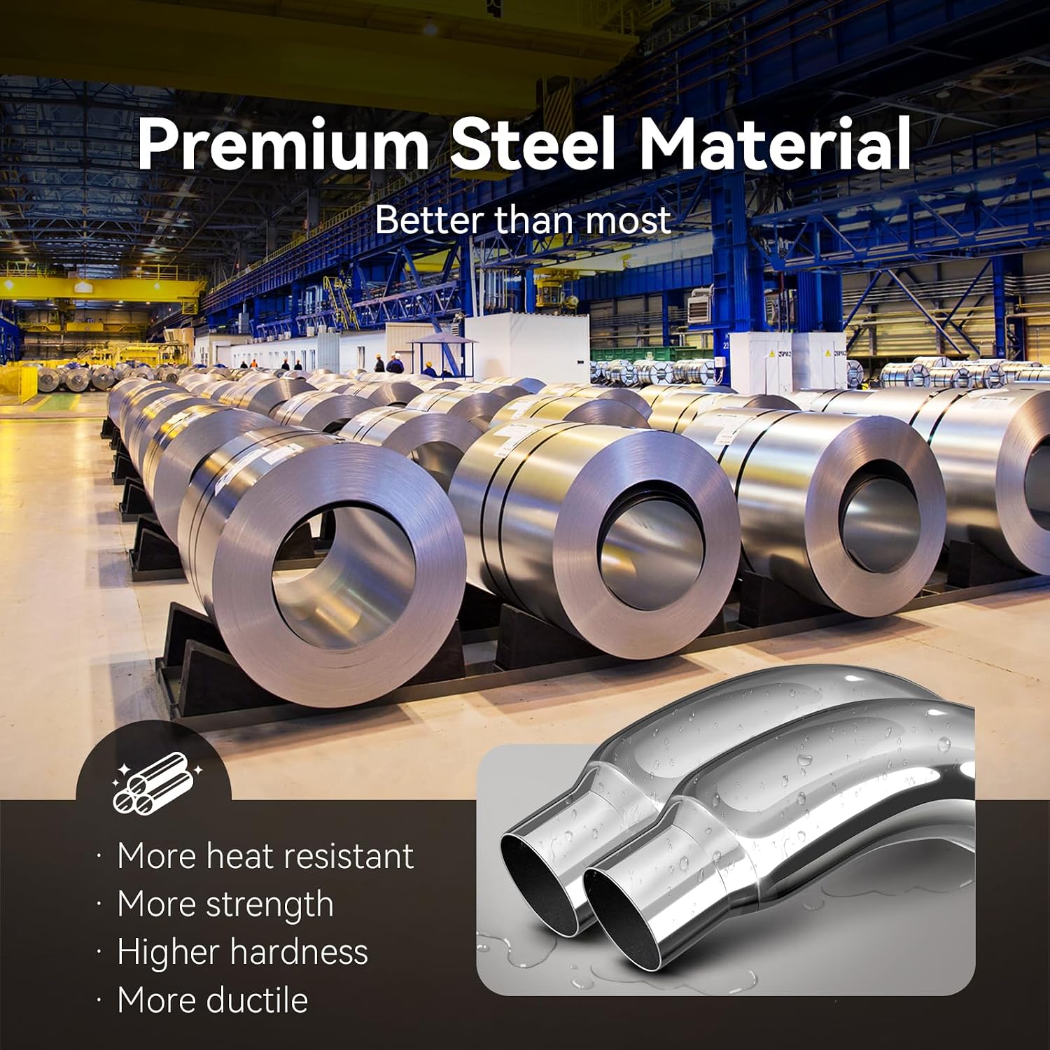 Exhaust Tip, 5 Inch Diesel Exhaust Tip Elbow Tip with a Clamp, 5' inlet 7' Outlet Chrome Exhaust Tip for Pickups, Trucks and Cars