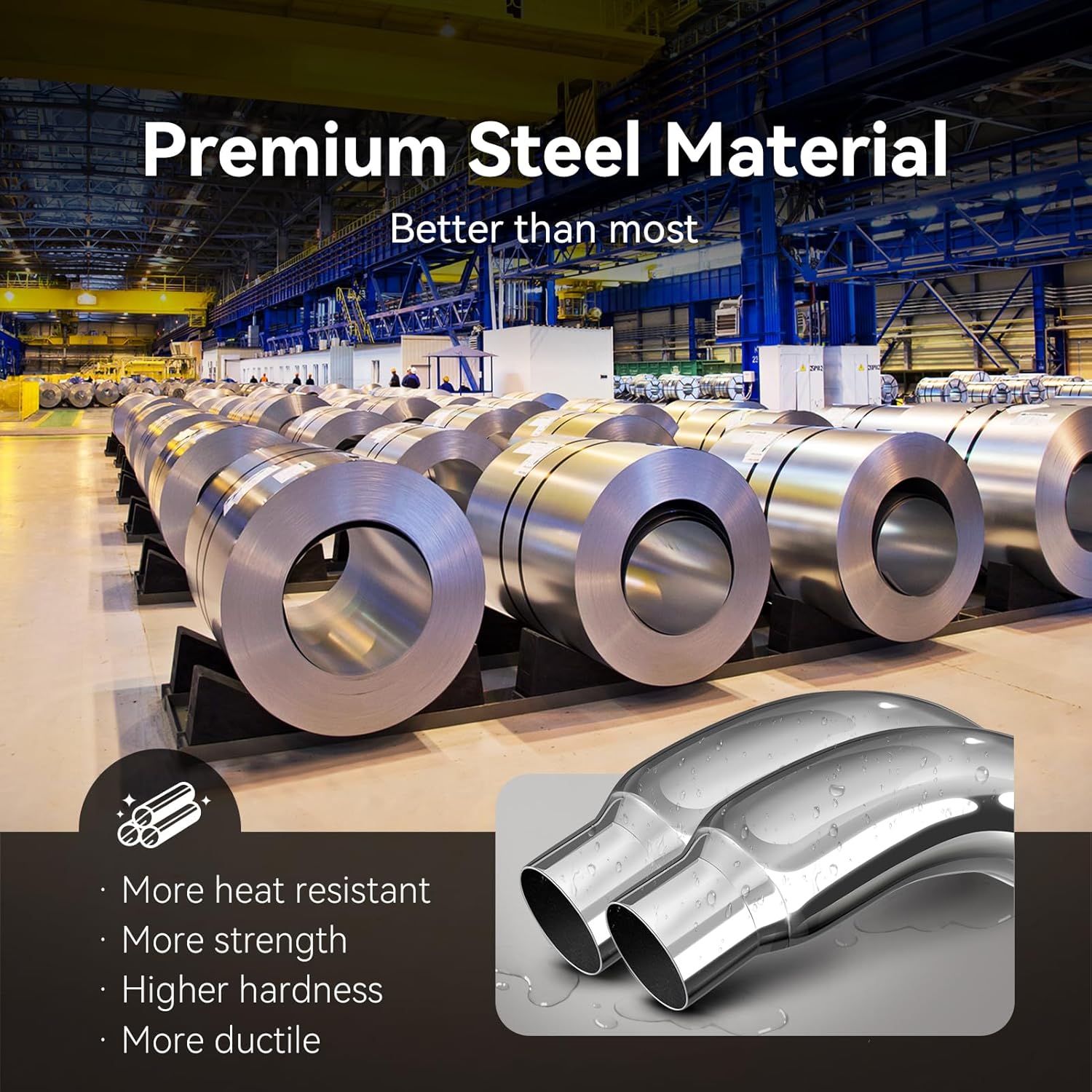 Exhaust Tip, 5 Inch Diesel Exhaust Tip Elbow Tip with a Clamp, 5'' Inlet 8'' Outlet Chrome Exhaust Tip for Pickups, Trucks and Cars