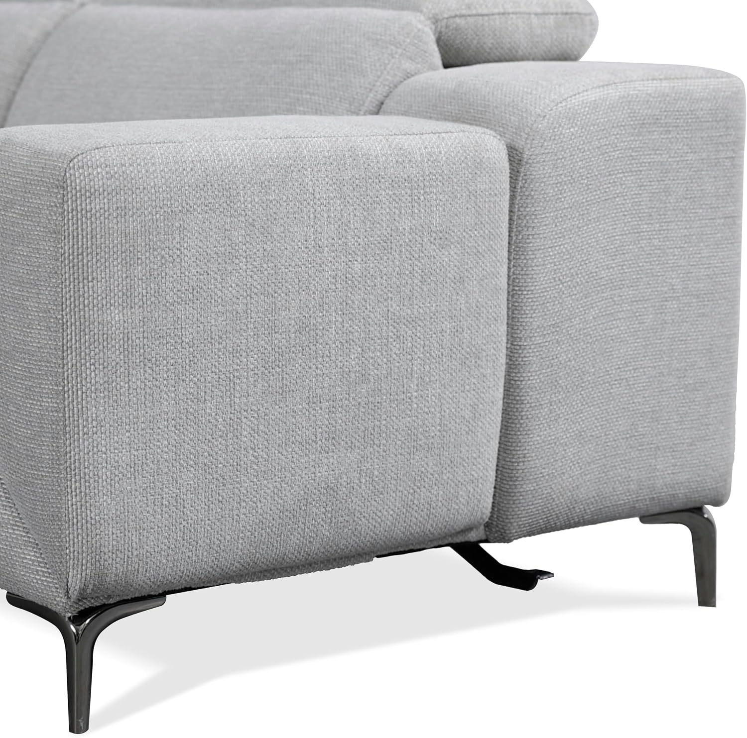 Furniture of America Kirel Modern Sectional Recliner with USB Ports, Adjustable Headrests and Swivel Armrest, Reclining Sofa, L Shape Couch for Living Room, Office, Home Theater, Playroom, Light Grey
