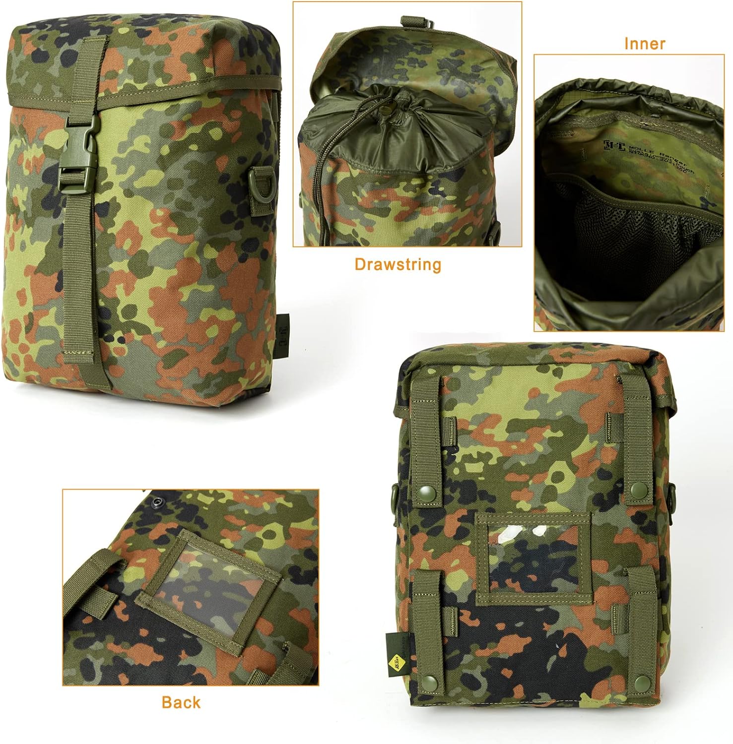 Akmax MOLLE II Medium Rucksack Military Tactical Backpack with Detachable Side Pouches & Upgraded Frame for Enhanced Comfort
