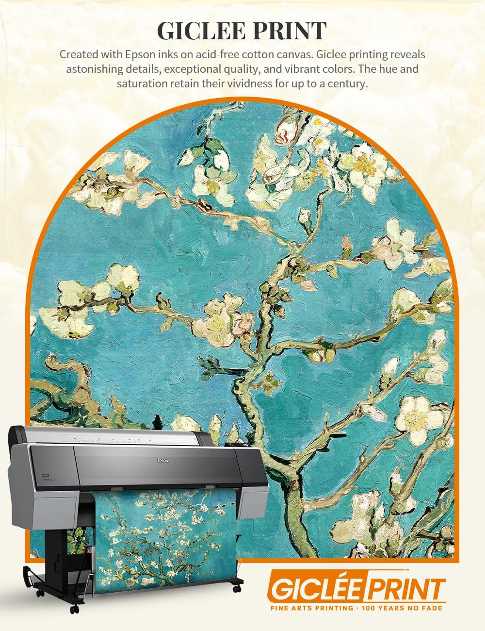 DECORARTS - Vincent Van Gogh Almond Blossom Tree Large Canvas Art Giclee Print Gallery Wrapped Wall Art For Living Room Decor 40x30, Made In USA