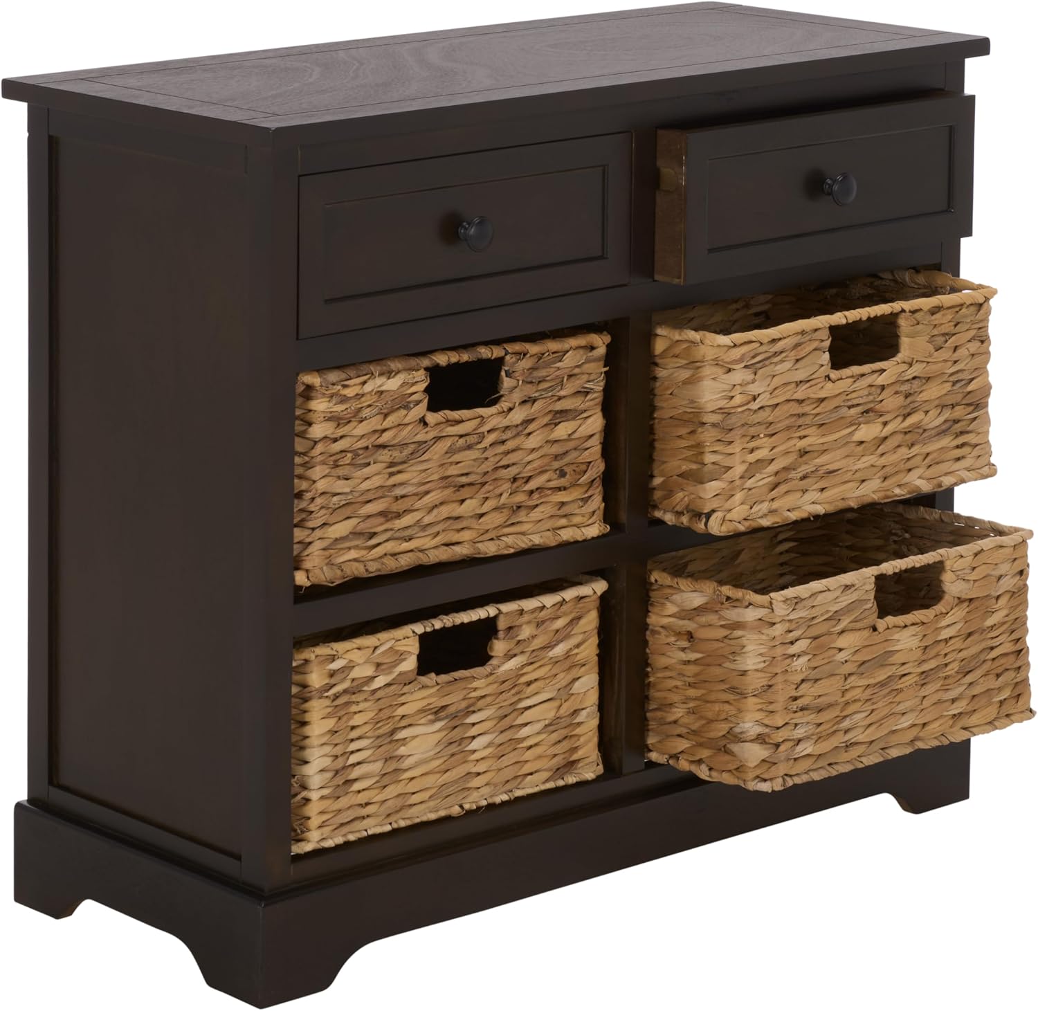 SAFAVIEH Furniture - Herman 2-Drawer Storage Unit - Dark Chocolate - Solid Wood - Classic Storage Design - Ideal for Living Room, Entryway, 29' W x 13' D x 27.5' H - Fully Assembled (AMH5702H)