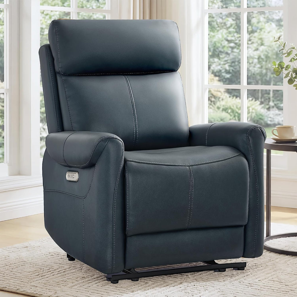 KISLOT Wall Hugger Recliner Chair for Adults, Faux Leather RV Recliner with USB Charging Ports Electric Power Reclining Sofa for Living Room Home Theater Seating Bedroom