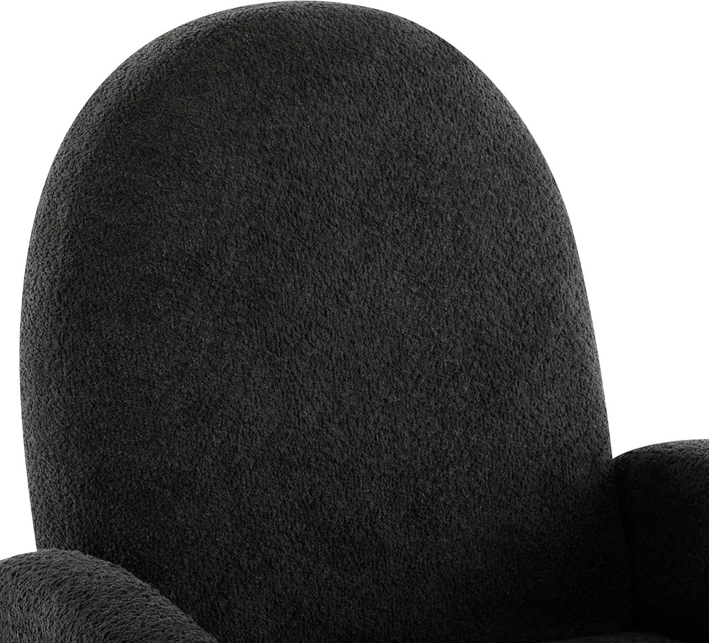 Christopher Knight Home Sidney Fabric Upholstered 360° Swivel Chair, Boucle Push-Back Recliner, Solid Wood Glider Recliner with Rotation, Living Room Lounge Sofa, Adjustable Comfy Reading Chair,Black