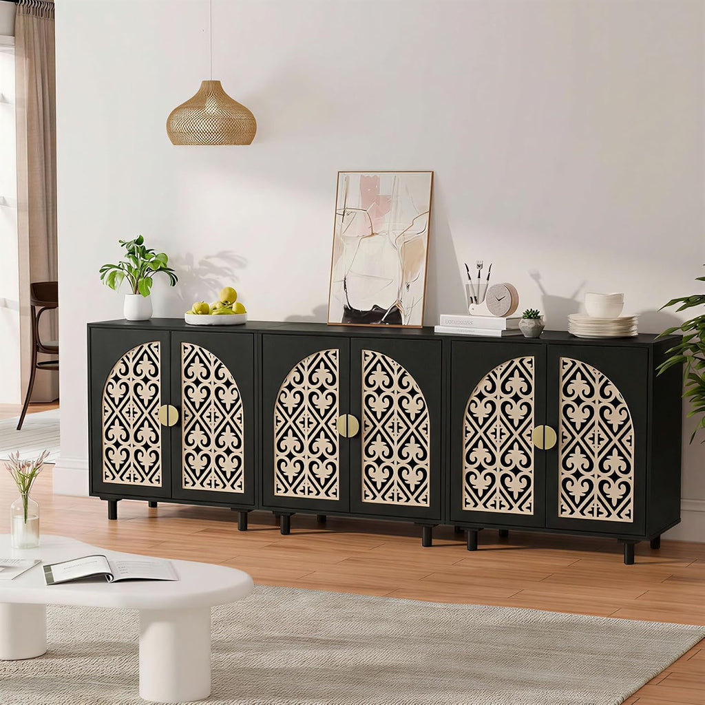 Decorative Storage Cabinet, Sideboard with Magnetic Latch, Adjustable Shelf, 29.84 x 15.75 x 31.57 Inches (2 Pieces)