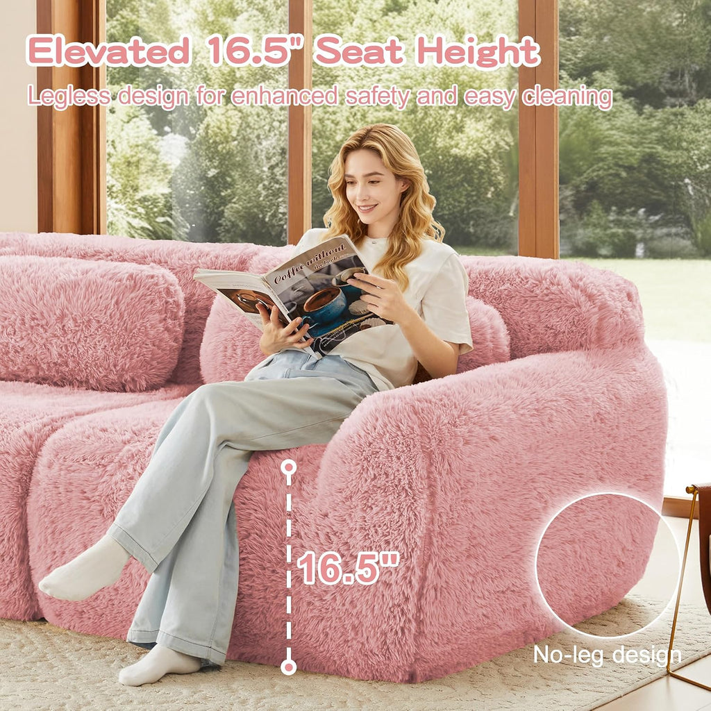 80-Inch Boneless Love Seat Couches in a Box, 2 Seat Modular Foam Cloud Sofa Floor Compressed Loveseat Couch W/Angle Armrests for Home Apartments Bedroom Living Room