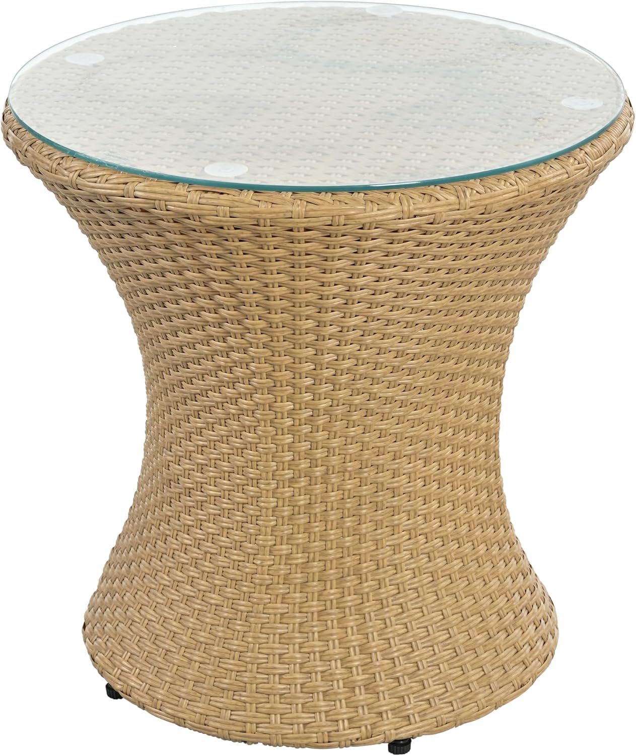 Christopher Knight Home Dessa Patio Conversation Set, Wicker Rattan Club Chairs, Wicker End Table, Accent Chair with Cushions, Mirror Table Top, Conversation Set for Backyard Poolside, Light Brown