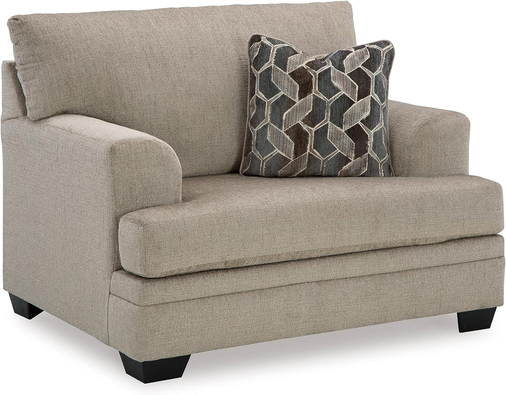 Signature Design by Ashley Stonemeade Transitional Oversized Chair with Reversible Seat Cushion and Accent Pillow, Taupe