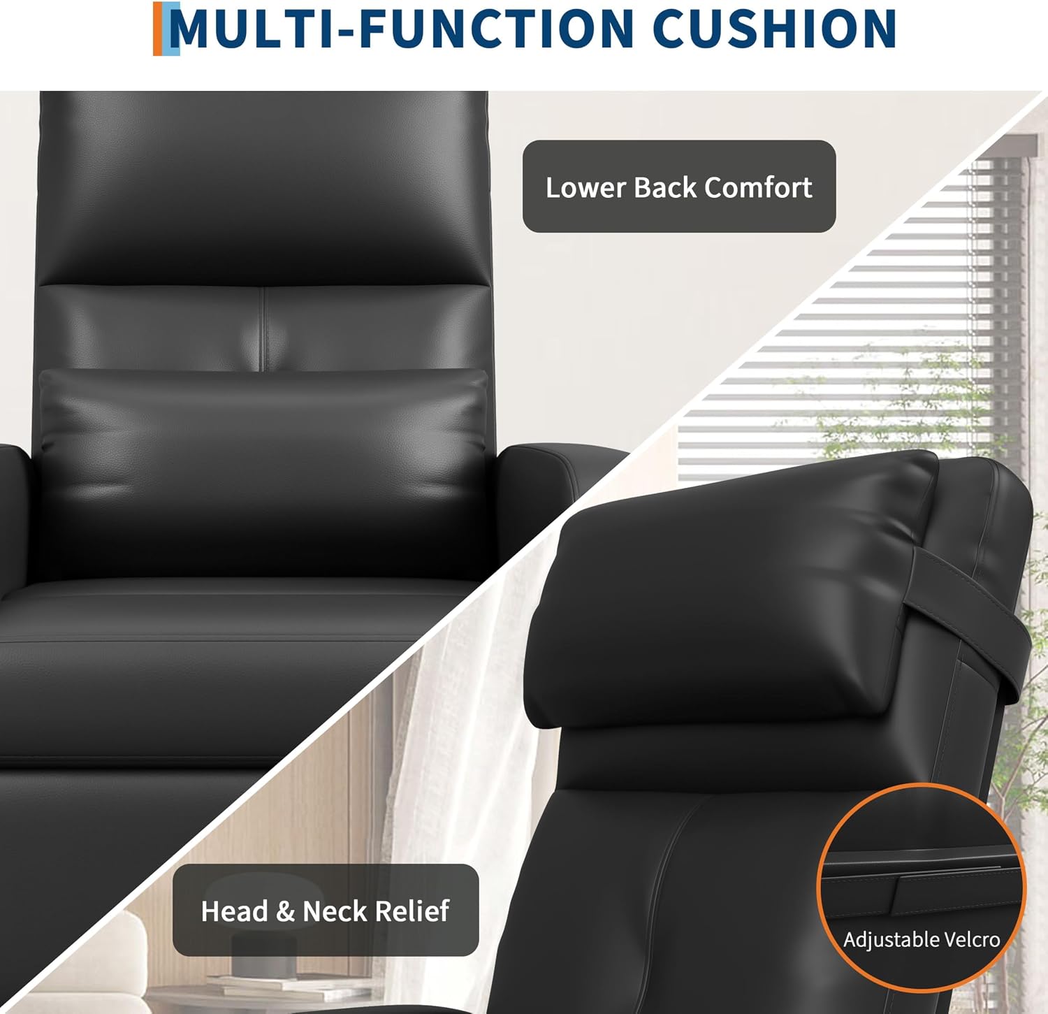 Power Recliner Chair, Electric Recliner with Memory Function & USB Port, Overstuffed PU Leather Living Room Chair with Side Pockets, Ergonomic Home Theater Seating Black