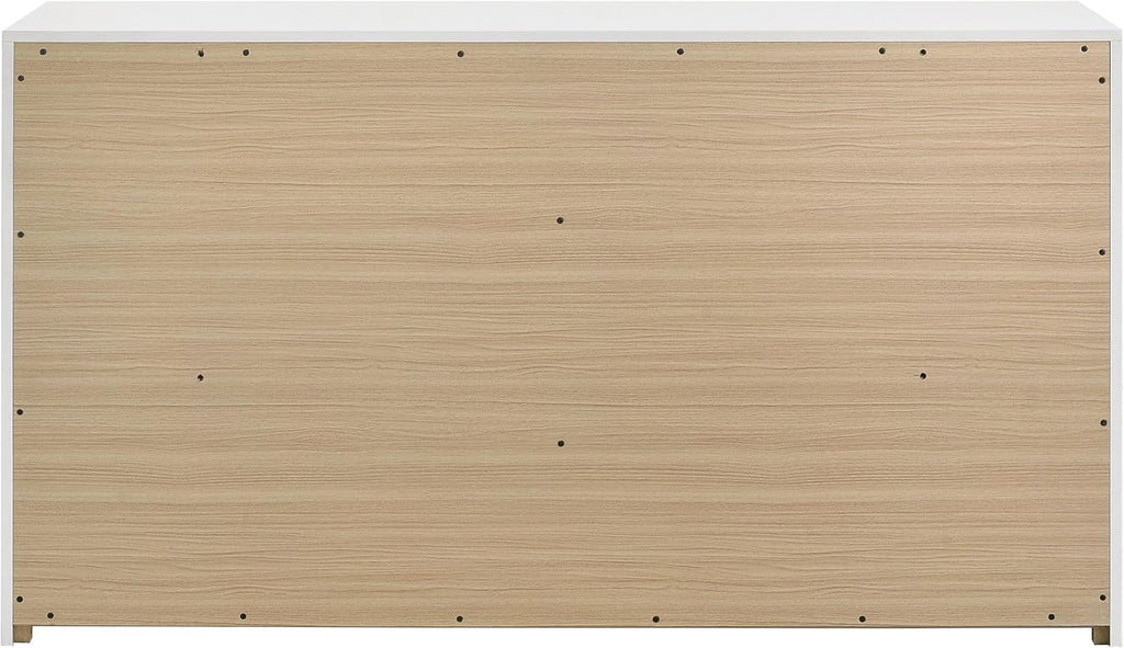 Coaster Home Furnishings - INES - Wood - 6-Drawer Dresser with Scratch-Resistant, Gold Pulls and Contemporary Style - Bedroom - White High Gloss - 223093