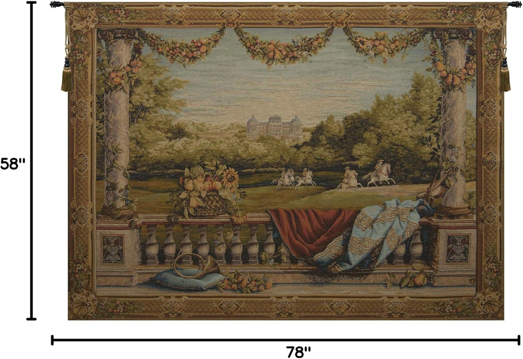 Charlotte Home Furnishings Inc. Chateau Bellevue French Tapestry Wall Hanging 58 X 78 Inch Viscose Cotton And Polyester Blend Wall Art Perfect For Home Decor Room Decor And Wall Decor