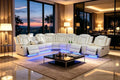 A Ainehome Living Room Furniture Reclining Sectional Sofa, Living Room Power Recliner Adjustable Sofa, Loveseat and Chair with Storage Console for Home/Office(A-Creamy White)