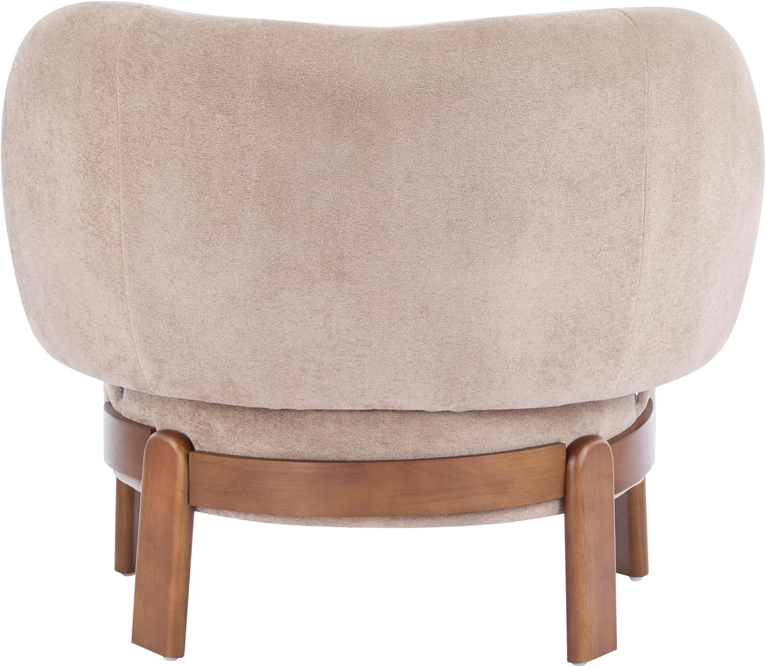 Christopher Knight Home Lily Solid Wood Wingback Accent Chair, Fabric Upholstered Club Chair, Curved Backrest Single Sofa, Comfy Reading Lounge Chair for Living Room, Soft Cushion Seating, Light Brown