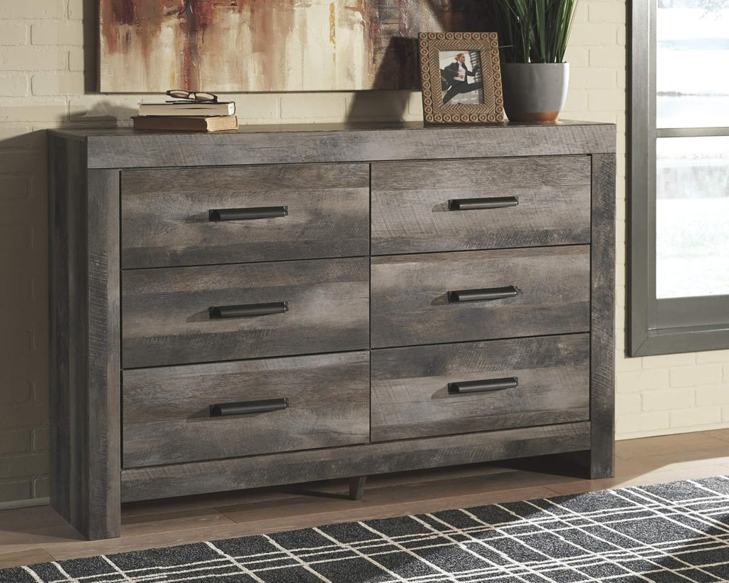 Signature Design by Ashley Wynnlow Rustic 6 Drawer Dresser, Weathered Gray