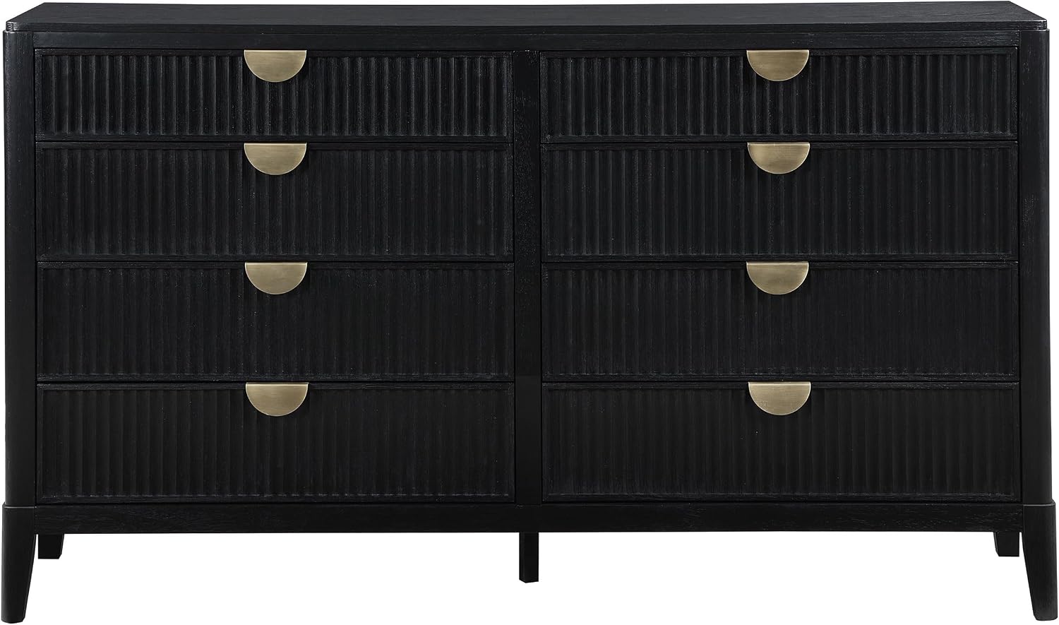 Coaster Home Furnishings - Brookmead - Wood - 8-Drawer Dresser with Fluted Drawer Fronts, Gold Half-Moon Pulls, Felt-Lined Top, Tapering Legs, Transitional Style - Bedroom - Black - 224713