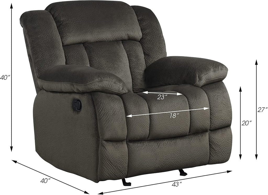 Lexicon Reclining Living Room Set, Manual Reclining Sofas, Couches for Living Room, Includes Reclining Sofa, Dual Glider Recliner Loveseat and Glider Recliner, 3-Piece Set, Chocolate