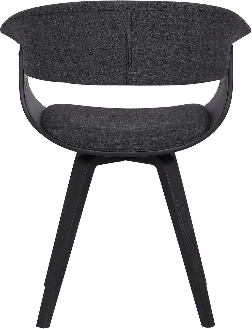 Armen Living Summer Mid Century Modern Dining Accent Chair for Table Kitchen Desk Vanity in Charcoal Fabric and Black Wood Finish