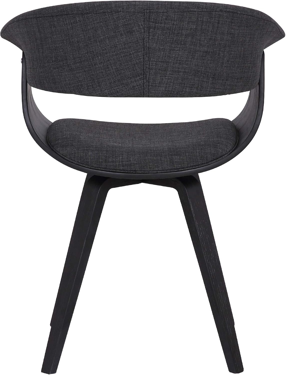 Armen Living Summer Mid Century Modern Dining Accent Chair for Table Kitchen Desk Vanity in Charcoal Fabric and Black Wood Finish