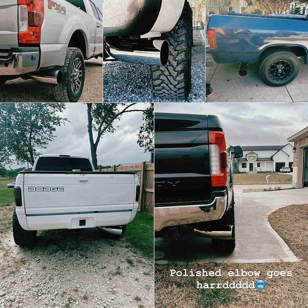 Exhaust Tip, 4 Inch Diesel Exhaust Tip Elbow Tip with a Clamp, 4'' Inlet 7'' Outlet Chrome Exhaust Tip for Pickups, Trucks and Cars