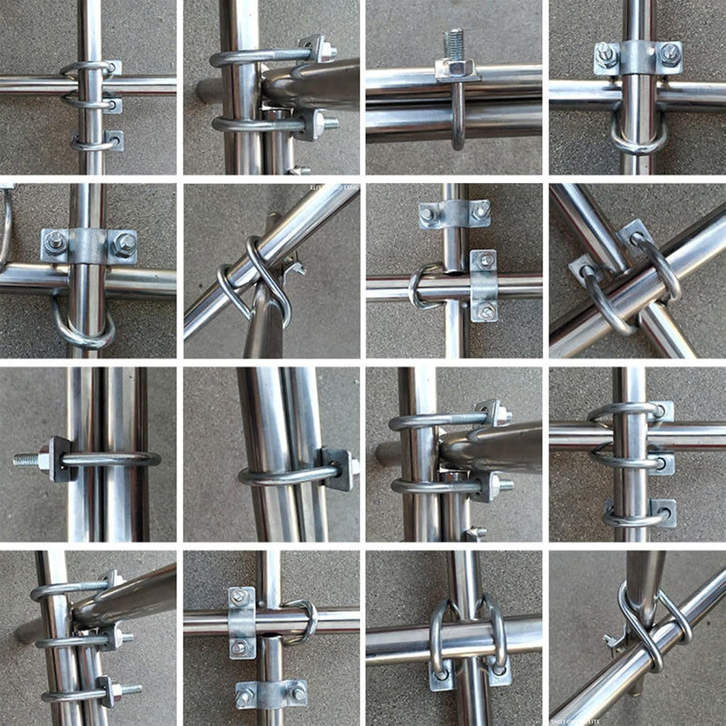 6 Pcs Cross-Connector Pipe Clip Galvanized Steel Cross Pipe Clamp Cross Tube Buckle Fits Pipes OD 1 1/4' and 1 1/2' - Dependable Stability Guaranteed!