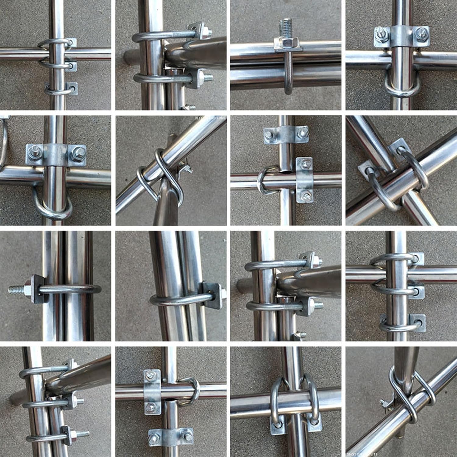6 Pcs Cross-Connector Pipe Clip Galvanized Steel Cross Pipe Clamp Cross Tube Buckle Fits Pipes OD 1 1/4' and 1 1/2' - Dependable Stability Guaranteed!