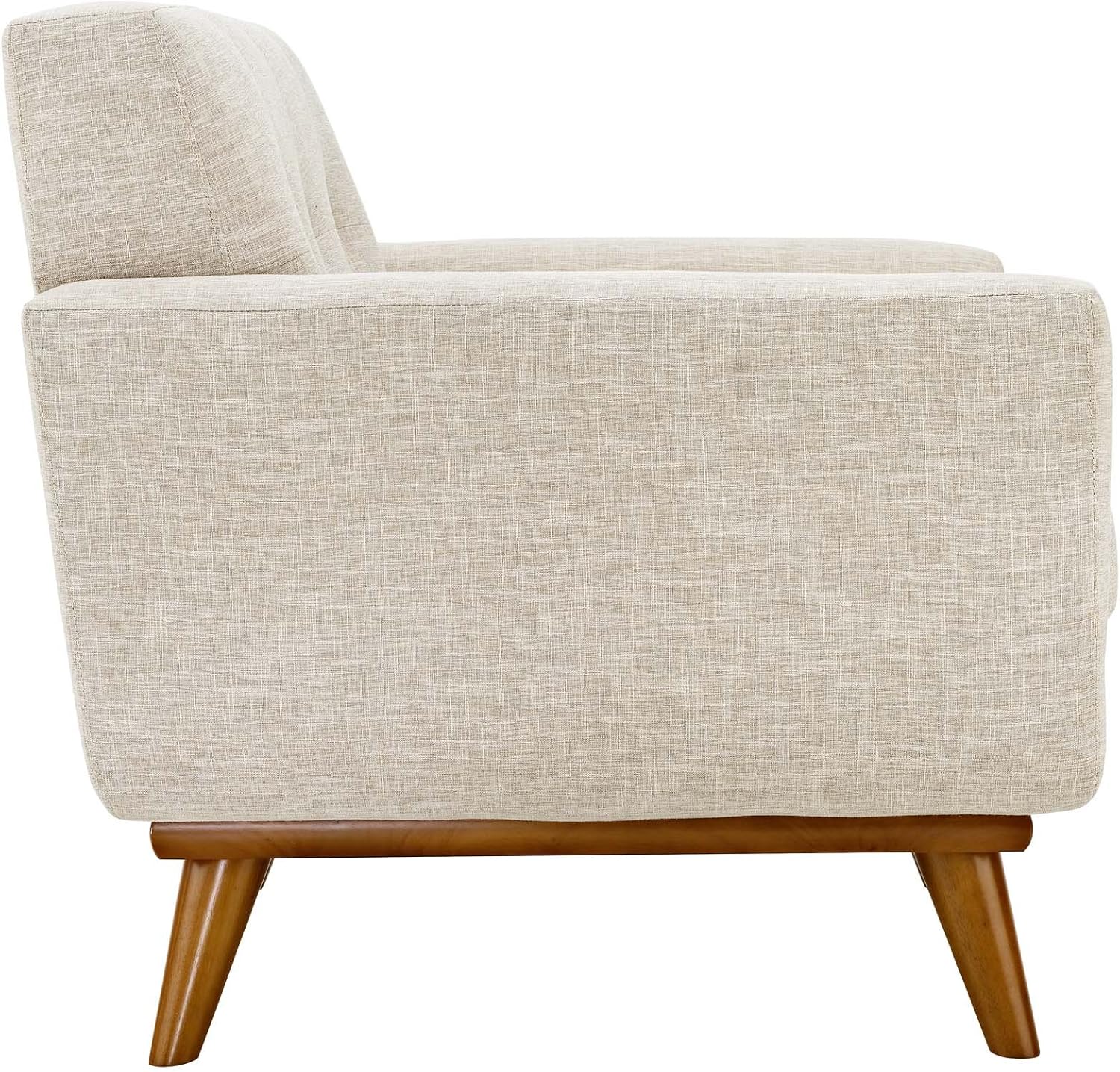 Modway Engage Mid-Century Modern Upholstered Fabric Accent Arm Lounge Chair in Beige, Armchair