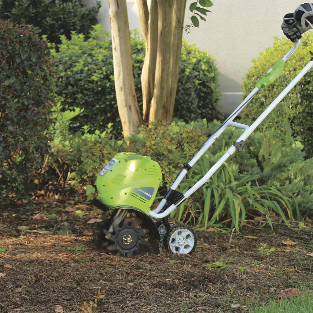 Greenworks 40V 10' Cordless Tiller / Cultivator, 4.0Ah Battery and Charger Included, Green
