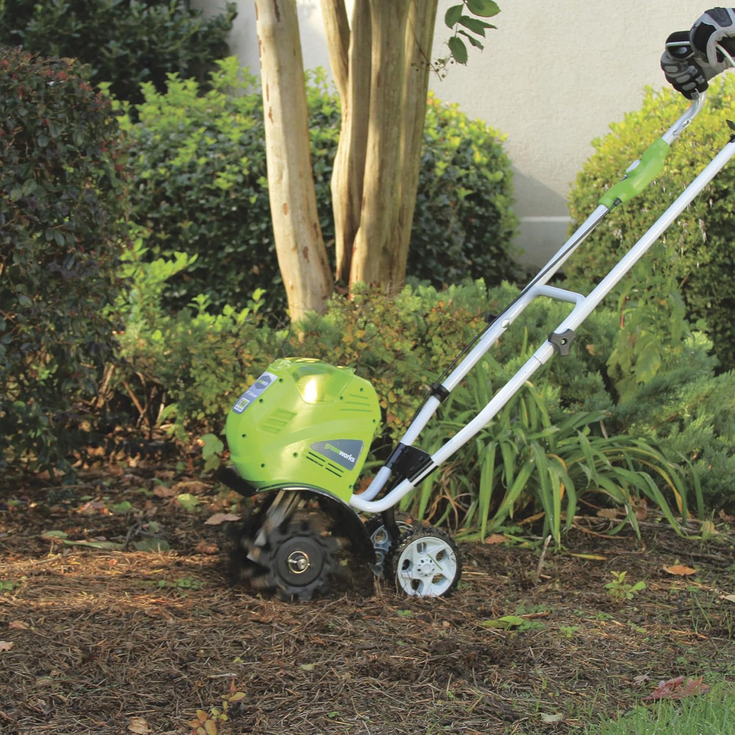 Greenworks 40V 10' Cordless Tiller / Cultivator, 4.0Ah Battery and Charger Included, Green