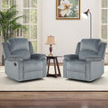 CANMOV Manual Recliner Chair Set of 2, Soft Fabric Overstuffed Recliner Single Sofa Chair for Living Room, Heavy Duty and Safety Reclining Mechanism (Grey)