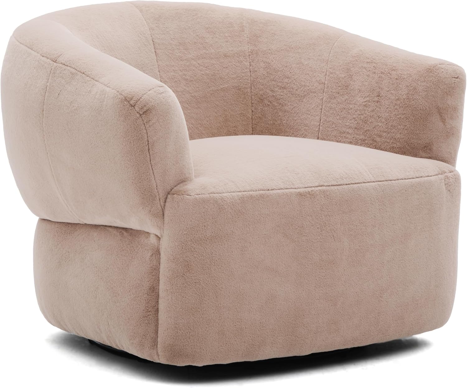 Christopher Knight Home Manie Plush Fabric 360° Swivel Accent Chair, Solid Wood Living Room Swivel Barrel Chair, Rotating Single Lounge Sofa, Comfy Reading Armchair, Beige/Camel