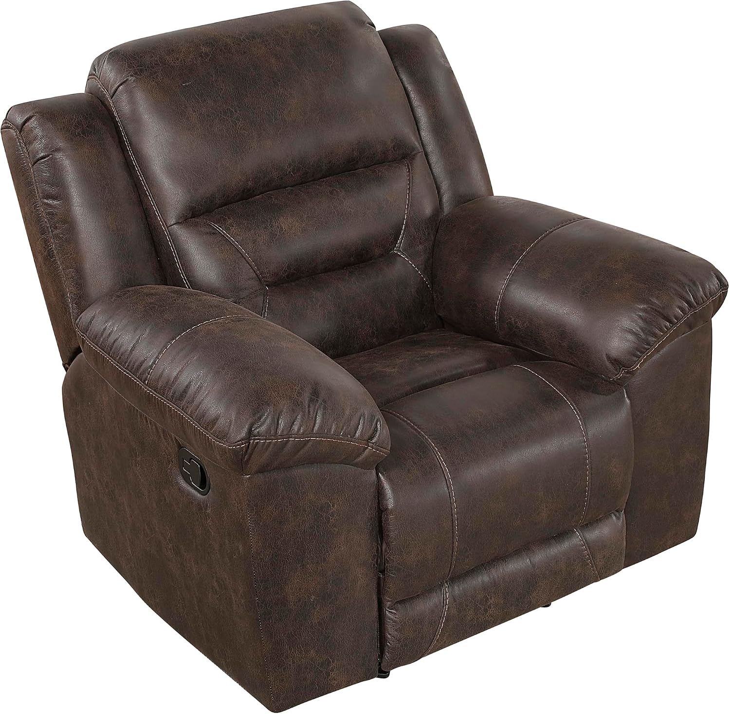 Lexicon Rocker Recliner Chair for Living Room, Wall Hugger Manual Recliner Chairs, Textured Microfiber Upholstered Rocking Reclining Chair, Home Theater Seating, Required Assembly, Dark Brown