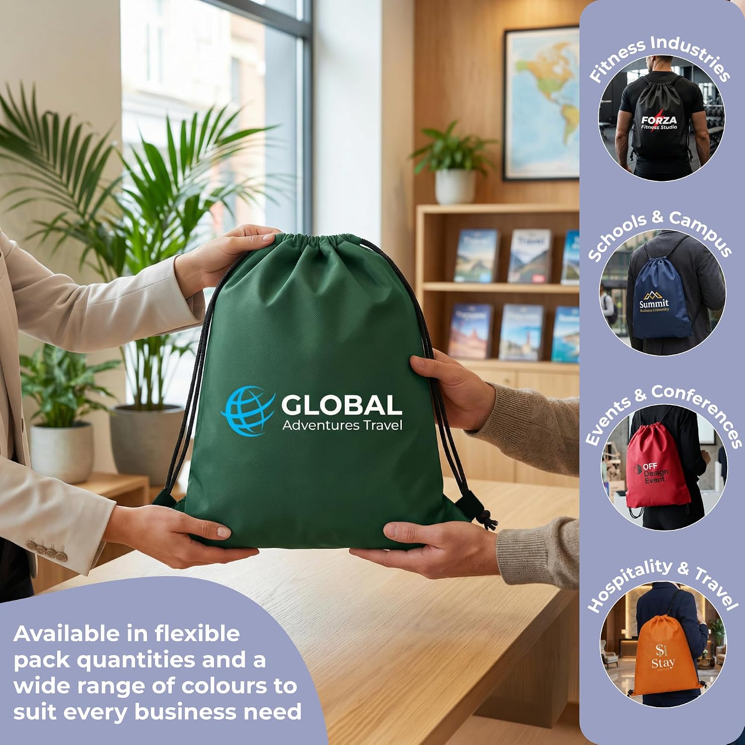Custom Drawstring Backpacks with Logo or Text, Pack of 50, Lime Green, Water-Resistant, Personalized Promotional Bags for Branded Giveaways, Corporate Events, Trade Shows, Conferences