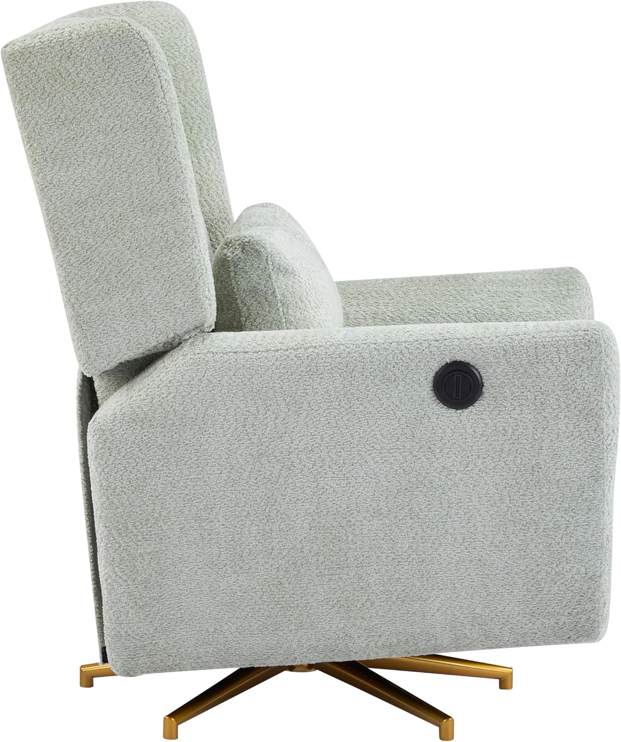 Christopher Knight Home Dolia Boucle Upholstered 360° Swivel Chair, Push-Back Power Recliner Chair, Iron Recliner Sofa with Rotation, Living Room Lounge Sofa, Adjustable Backrest, Gold+Light Green