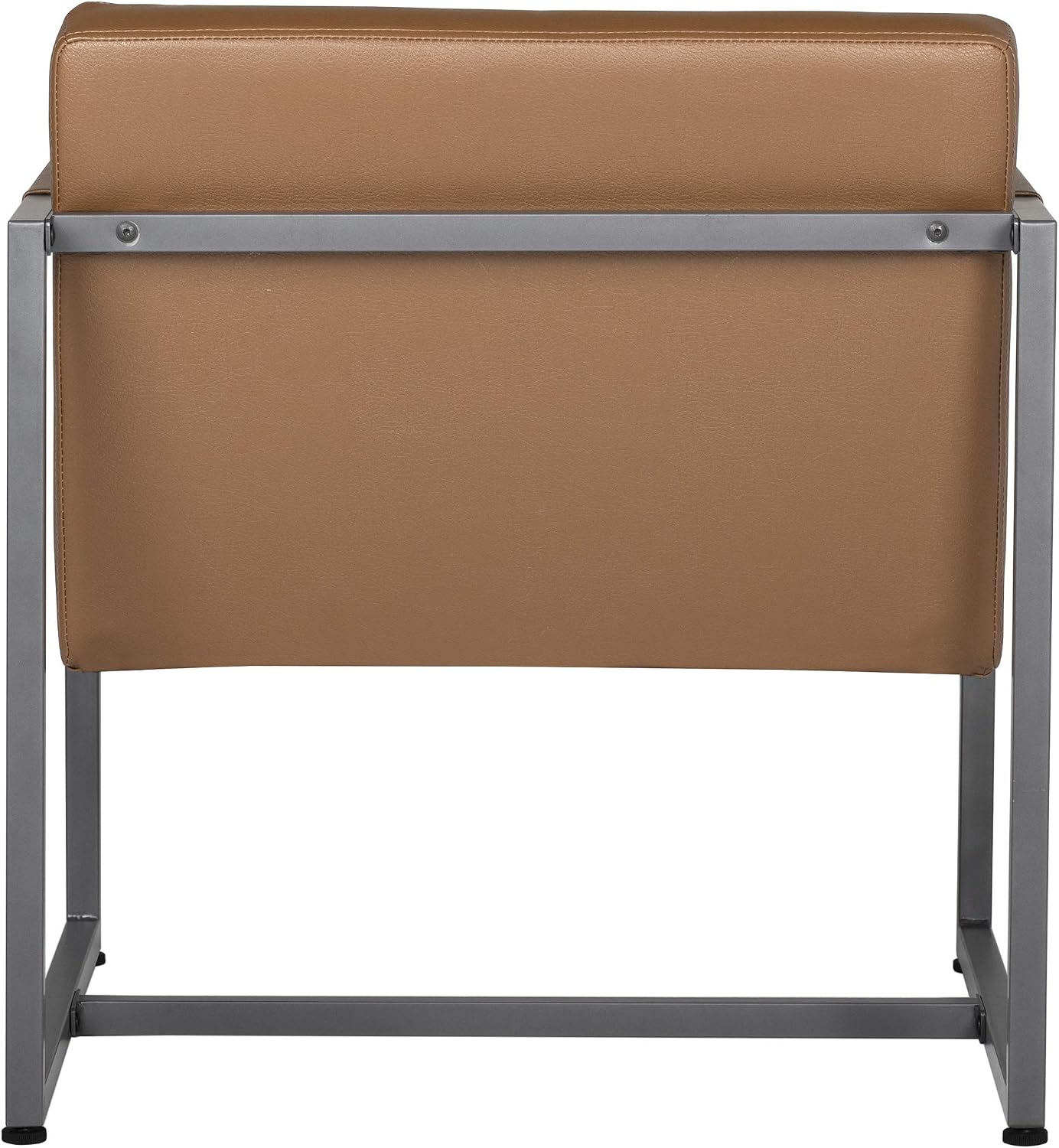 Studio Designs Home Modern Accent Chair Camber Mid-Century, Pewter Grey Metal Frame & Caramel Brown Leather