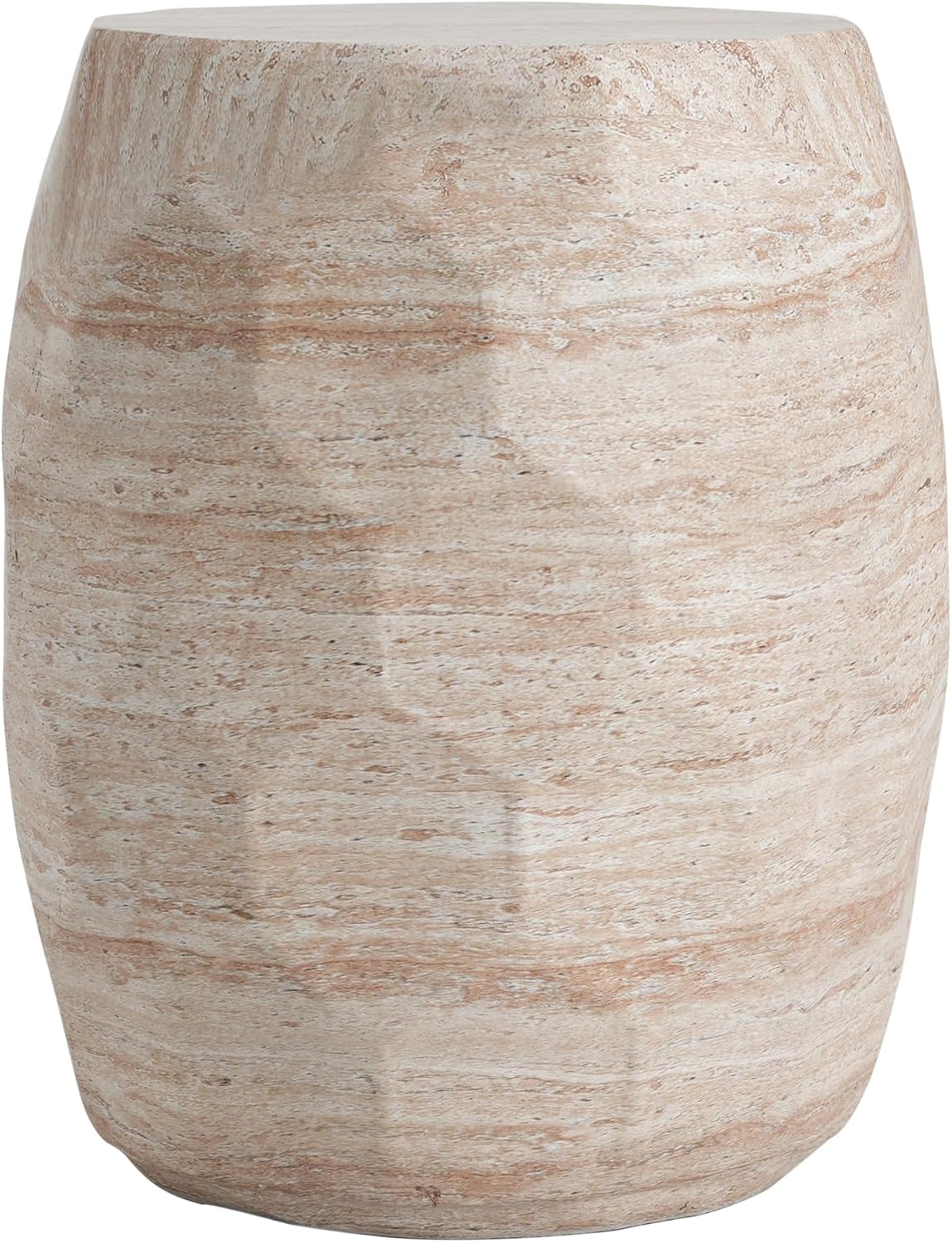Christopher Knight Home Jaym 18.25' H Indoor Outdoor Accent Side Table, Patio Decorative End Table, Polygon Lightweight Concrete Garden Stool for Patio Balcony & Garden Decor, Travertine