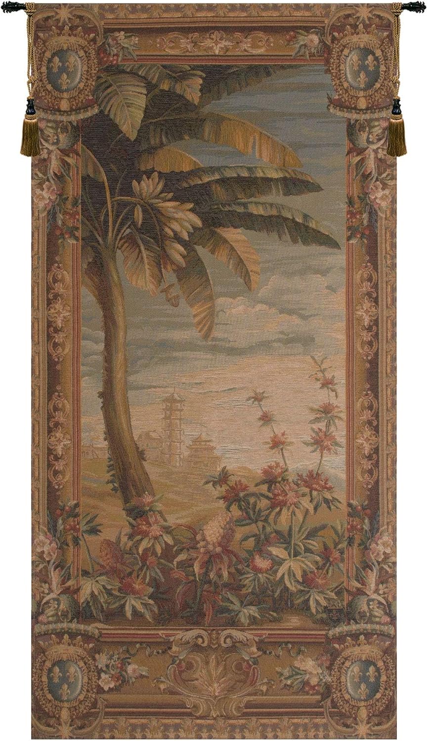 Charlotte Home Furnishings Inc. La Recolte Des Ananas Basket Door French Tapestry Wall Hanging, 58 X 28 Inch, Viscose Cotton And Polyester Blend Wall Art, Perfect For Home Decor And Wall Decor