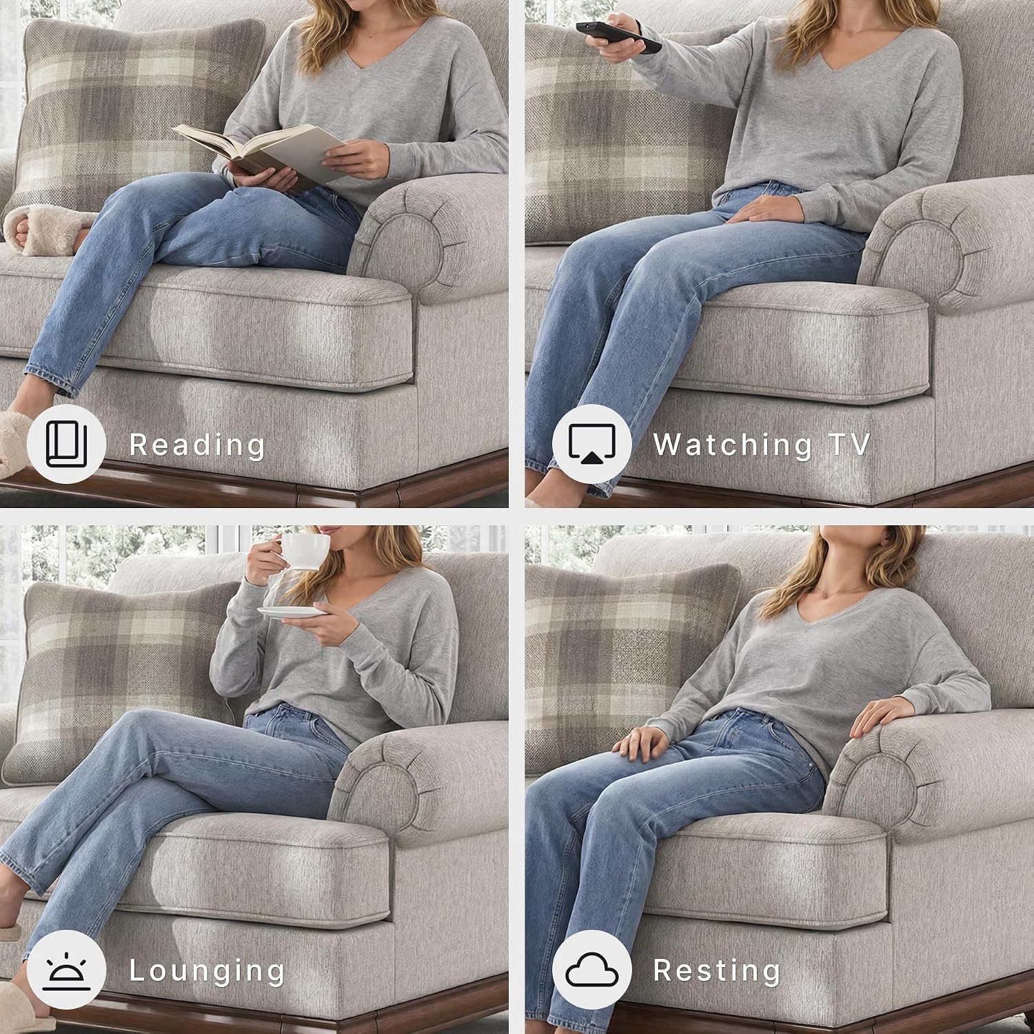 Signature Design by Ashley Stoughton Transitional Oversized Chair with Reversible Cushions and Rolled Arms, Light Gray