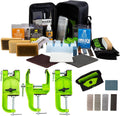 Demon Charger Ski and Snowboard Tuning Kit w/Iron, Premier Wax Package, Brush Kit, Base Cleaner, Apron & Elite X Ski & Snowboard Edge Tuner w/Side Edge Multi-Tool w/ 3 Diamond Files (with 3 Pc Vise)