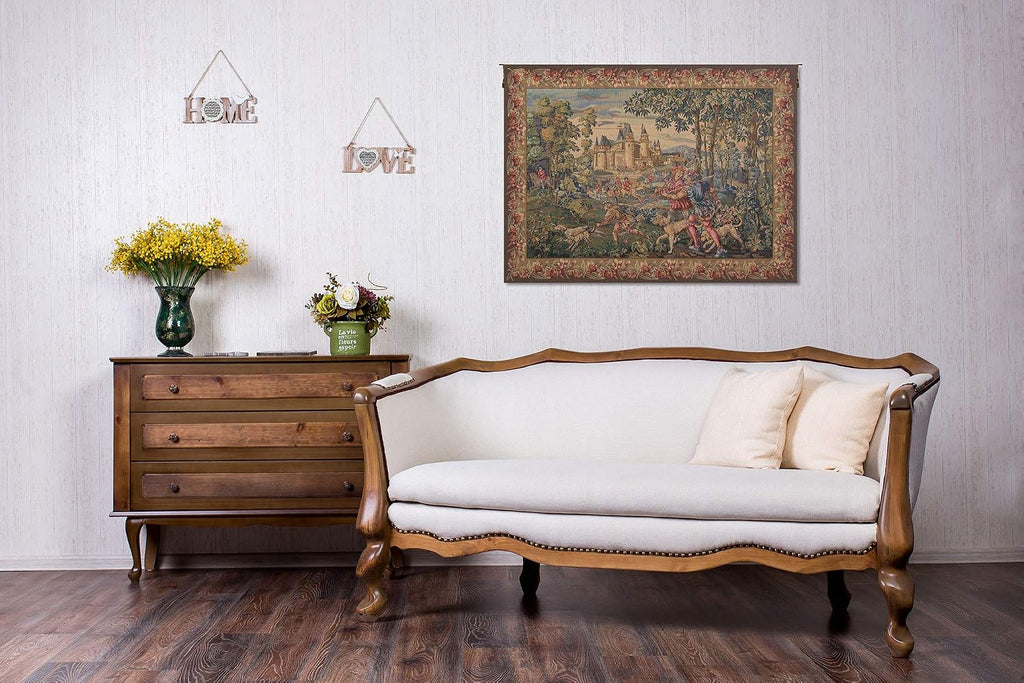 C Charlotte Home Furnishings Inc La Chasse Belgian Tapestry Wall Hanging | Viscose Cotton and Polyester Blend Wall Art | 45 in. x 69 in | Home Decor Accents