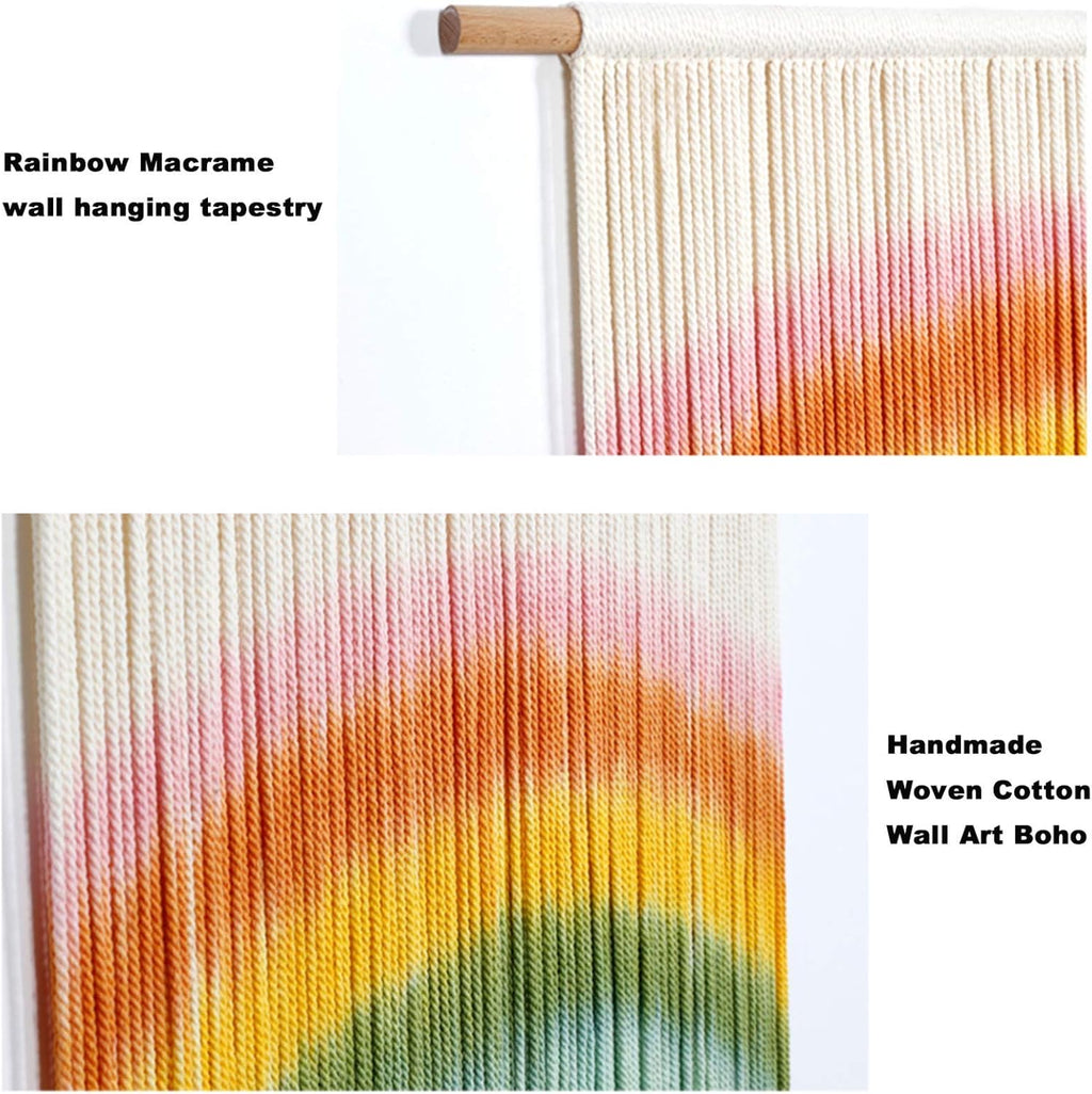 Handmade Macrame Wall Hanging Tapestry Dyeing Driftwood Decor,Handmake Dyed Macrame Tapestries Wall Art Woven Home Decoration (I 60x50cm)
