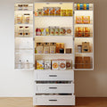 FJTJBSI 72' LED Kitchen Pantry Cabinet with 3 Drawers Farmhouse Tall Storage Cabinet Wood Food Pantry with Barn Doors and Adjustable Shelves Versatile Storage Freestanding Cupboard for Kitchen