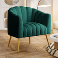 Dewhut Oversized Pumpkin Couch Accent Chair, Modern Comfy Velvet Upholstered Barrel Chairs, Luxury Single Sofa Armchair for Living Room, Waiting Room, Office and Vanity, (Green)