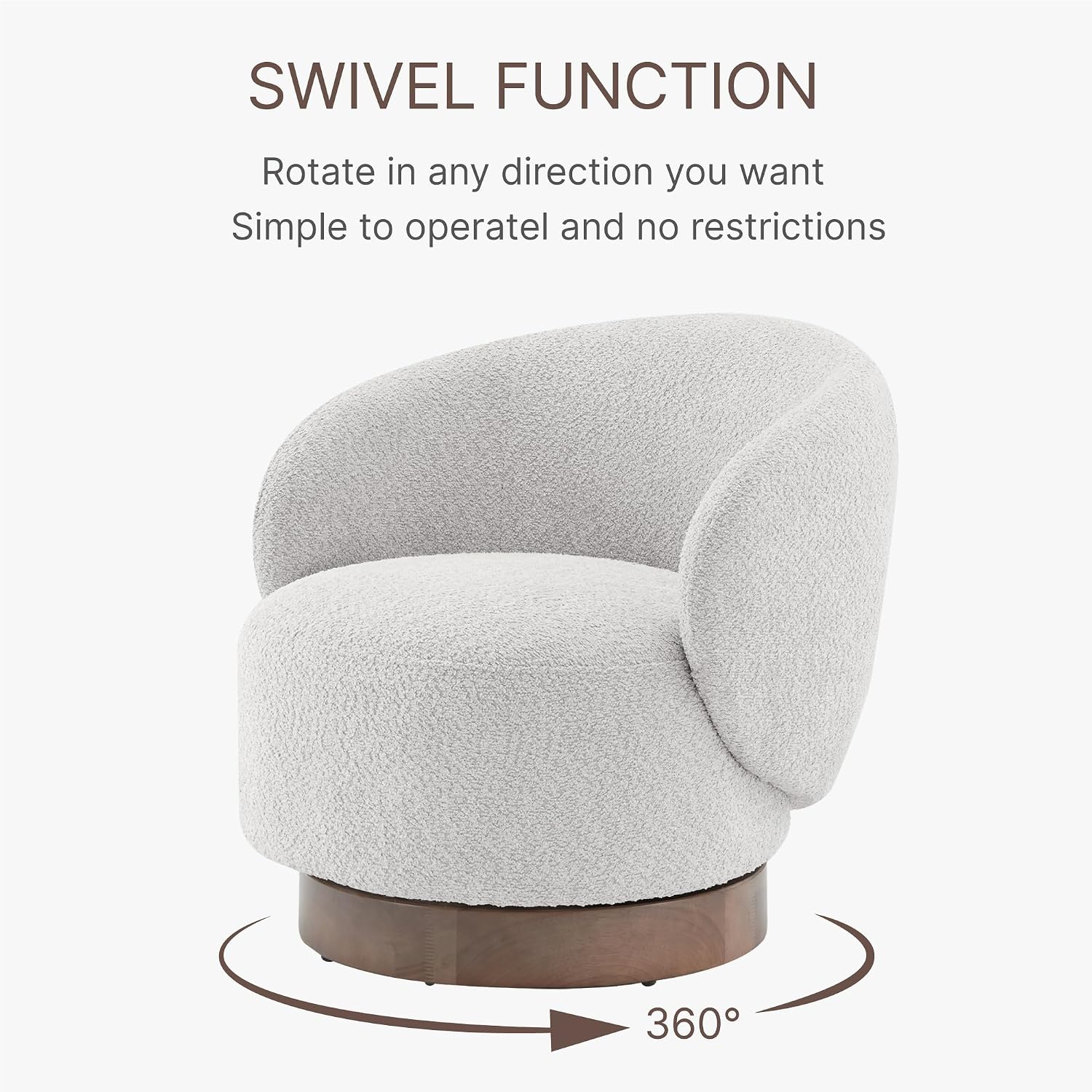 KISLOT Swivel Accent Chair Round Barrel Armchair Upholstered Performance Fabric for Living Room Bedroom Reading Waitingroom,2 PCS,Light Grey