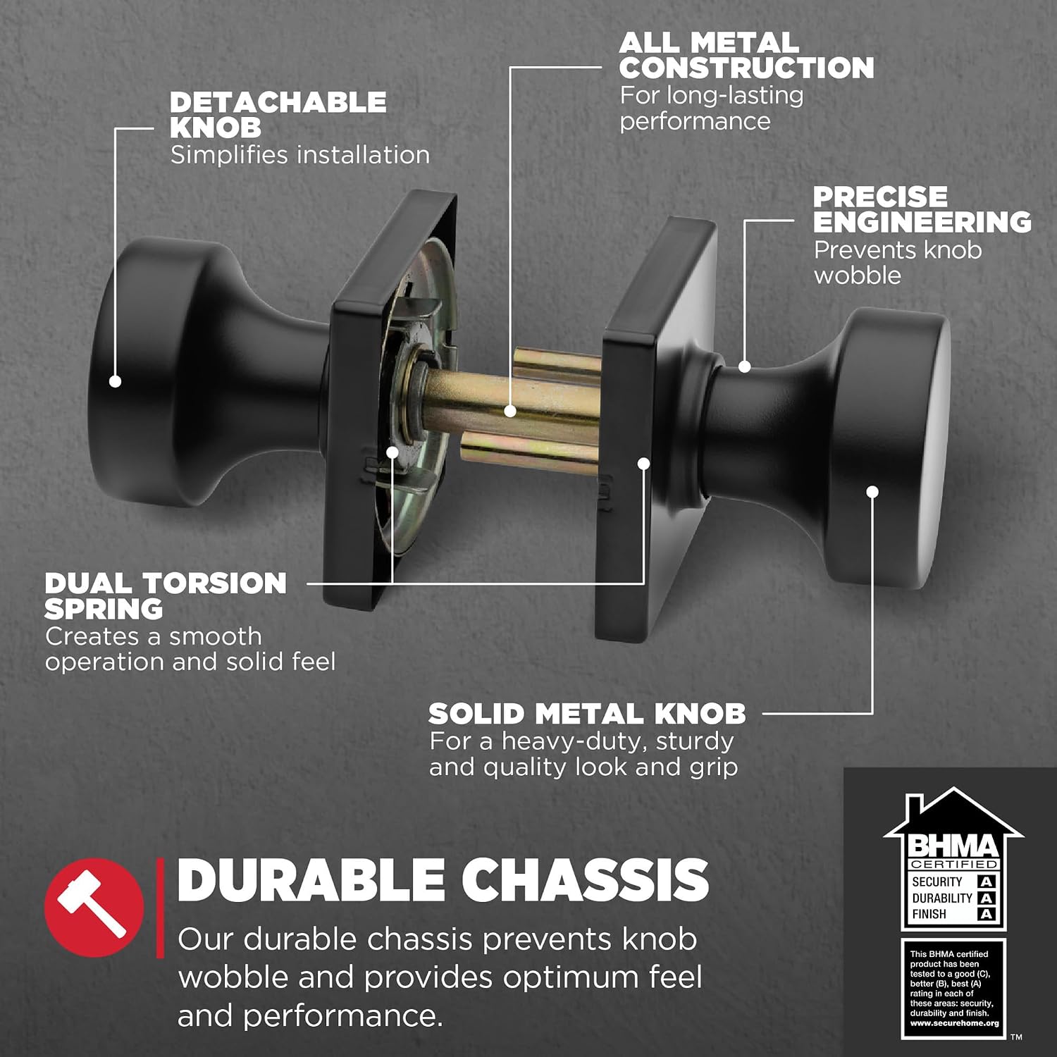 Kwikset Pismo Interior Passage Door Knob, Handle for Closet and Hallway Doors, Non-Locking Doorknob in Matte Black, with Microban Protection (Pack of 12)