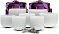 TOPFUND 7-12 inch 440 Hz Chakra Set of 7 Crystal Singing Bowls with Heavy Duty Carrying Cases and Singing Bowl Mallets